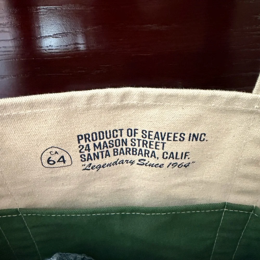 SeaVees Canvas Tote with Green Trim